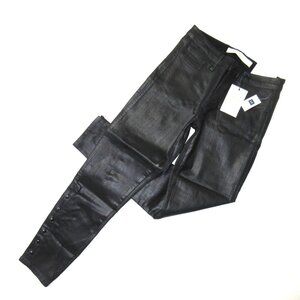 NWT GAP 1969 Inner Cozy Legging in Black Orbit Coated Side Snap Stretch Jeans 27